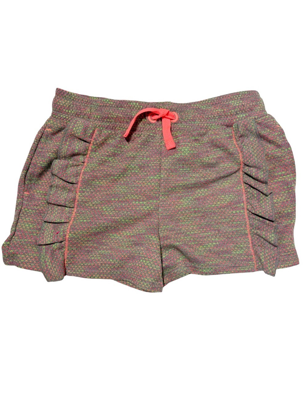 NWT Cat & Jack Ruffle Athletic Shorts Girls L 10/12 Neon Speckled